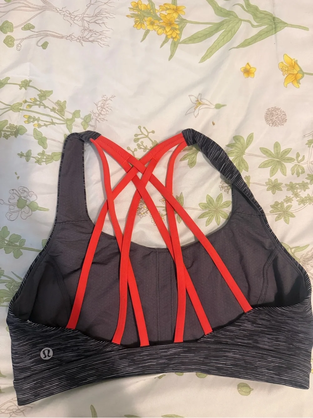 lululemon athletica Gray Sports Bra with Red Strappy Back